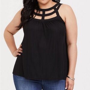 Torrid studio knit black strappy swing tank
